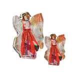 Colorful angel figurines on a white background