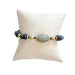 navy and gold beaded clasp bracelet