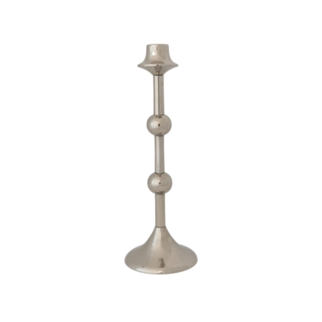 Silver candle holder on a white background