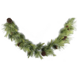 mixed pine garland with pinecones, 6 feet long