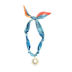 Adjustable Satin Scarf Necklace with Interchangeable 18k Gold Plated Charm.