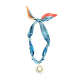Adjustable Satin Scarf Necklace with Interchangeable 18k Gold Plated Charm.