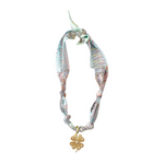Adjustable Satin Scarf Necklace with Interchangeable 18k Gold Plated Charm.