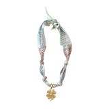 Adjustable Satin Scarf Necklace with Interchangeable 18k Gold Plated Charm.