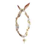 Adjustable Satin Scarf Necklace with Interchangeable 18k Gold Plated Charm.
