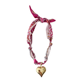 Adjustable Satin Scarf Necklace with Interchangeable 18k Gold Plated Charm.
