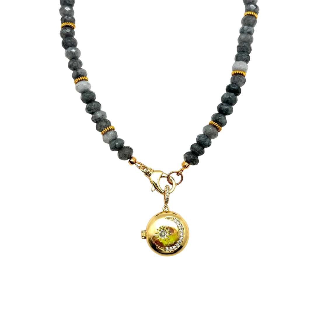 grey jade beaded necklace