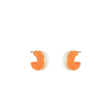 Pair of orange hoop earrings on a white background