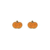 Orange pumpkin-shaped earrings on a white background