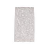 Rectangular gray rug with white polka dot pattern on a white background
