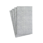  three gray and white herringbone patterned napkins on a white background