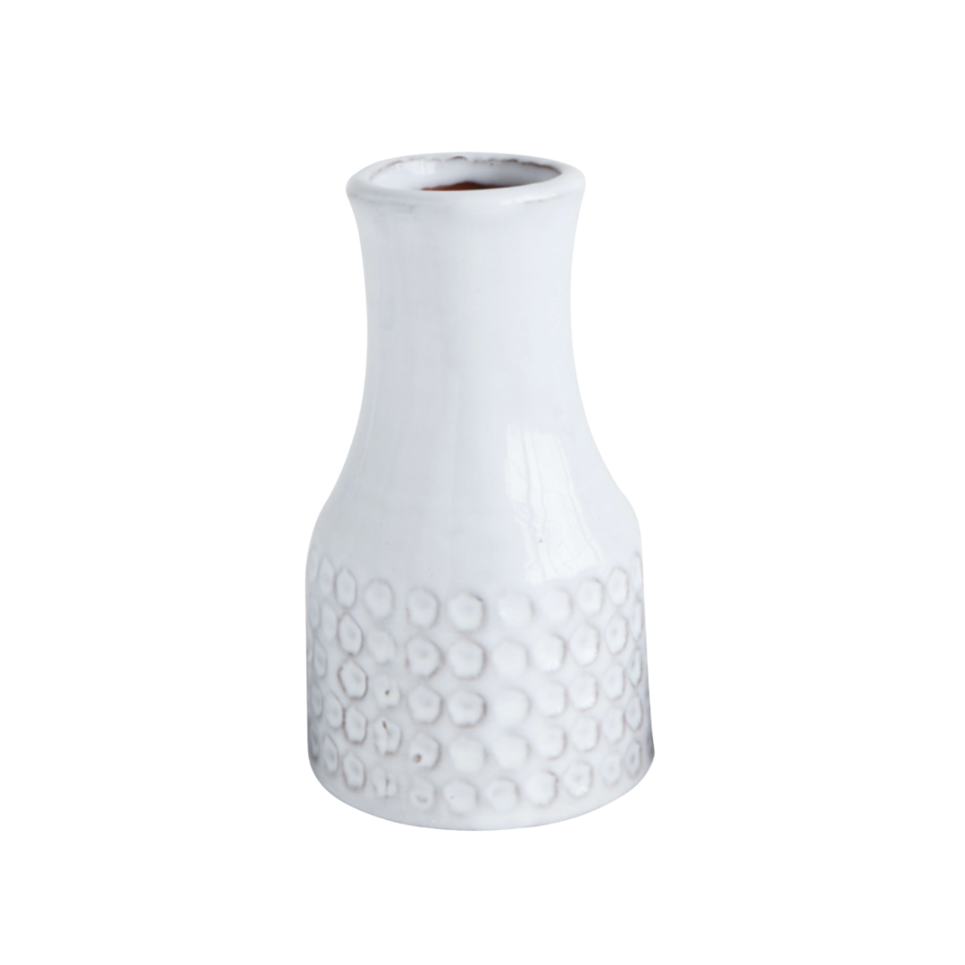 White textured vase on a white background