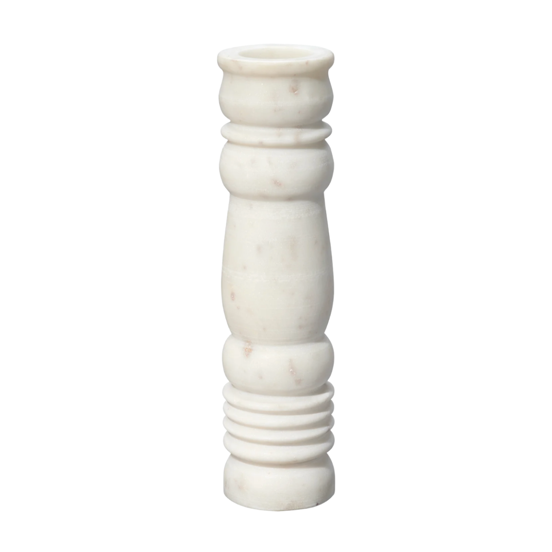 White marble candle holder on a white background
