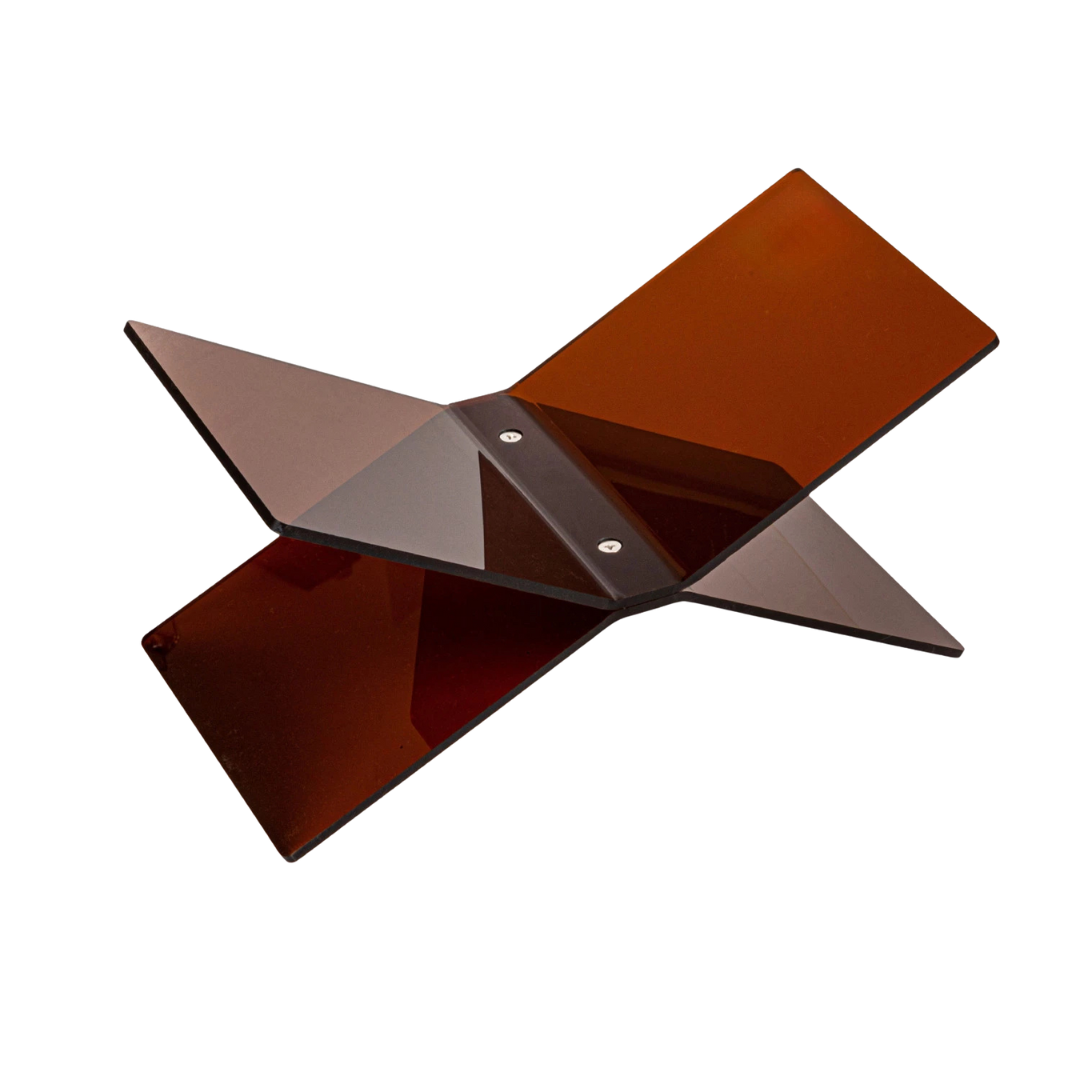 Brown acrylic book holder on a white background