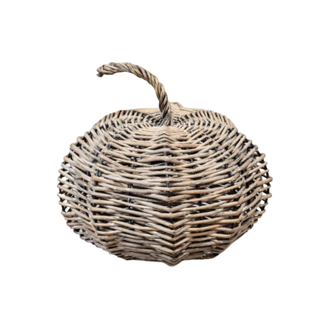 Wicker pumpkin on a white background