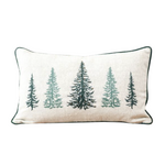 Decorative pillow with tree patterns on a white background