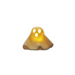 Glowing yellow ghost-shaped object on a white background