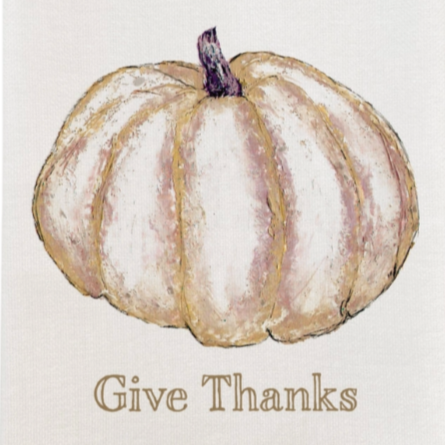 pumpkin design and 'Give Thanks' text