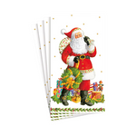 Set of Christmas-themed guest napkins with a Santa Claus design on a white background.