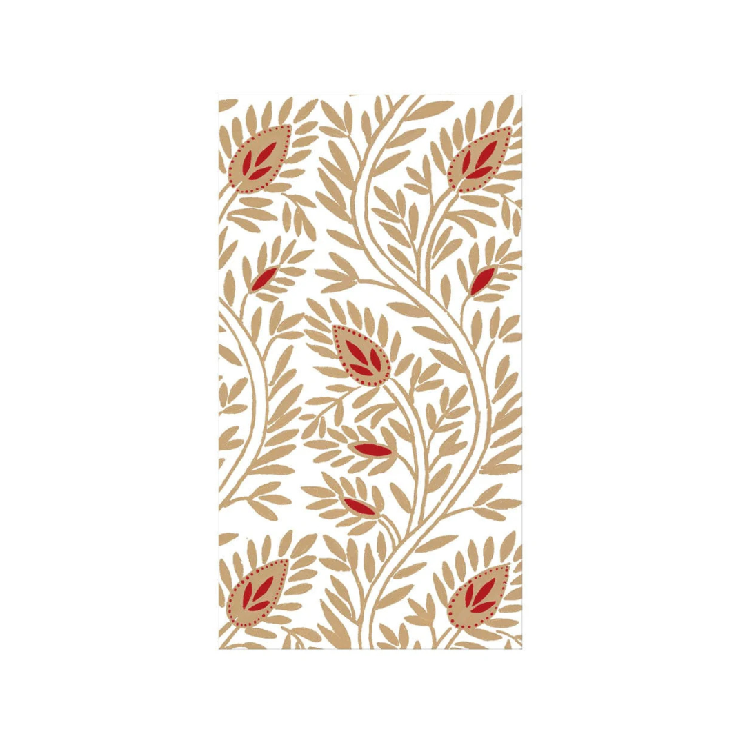 Patterned guest towel with leaf design on a white background
