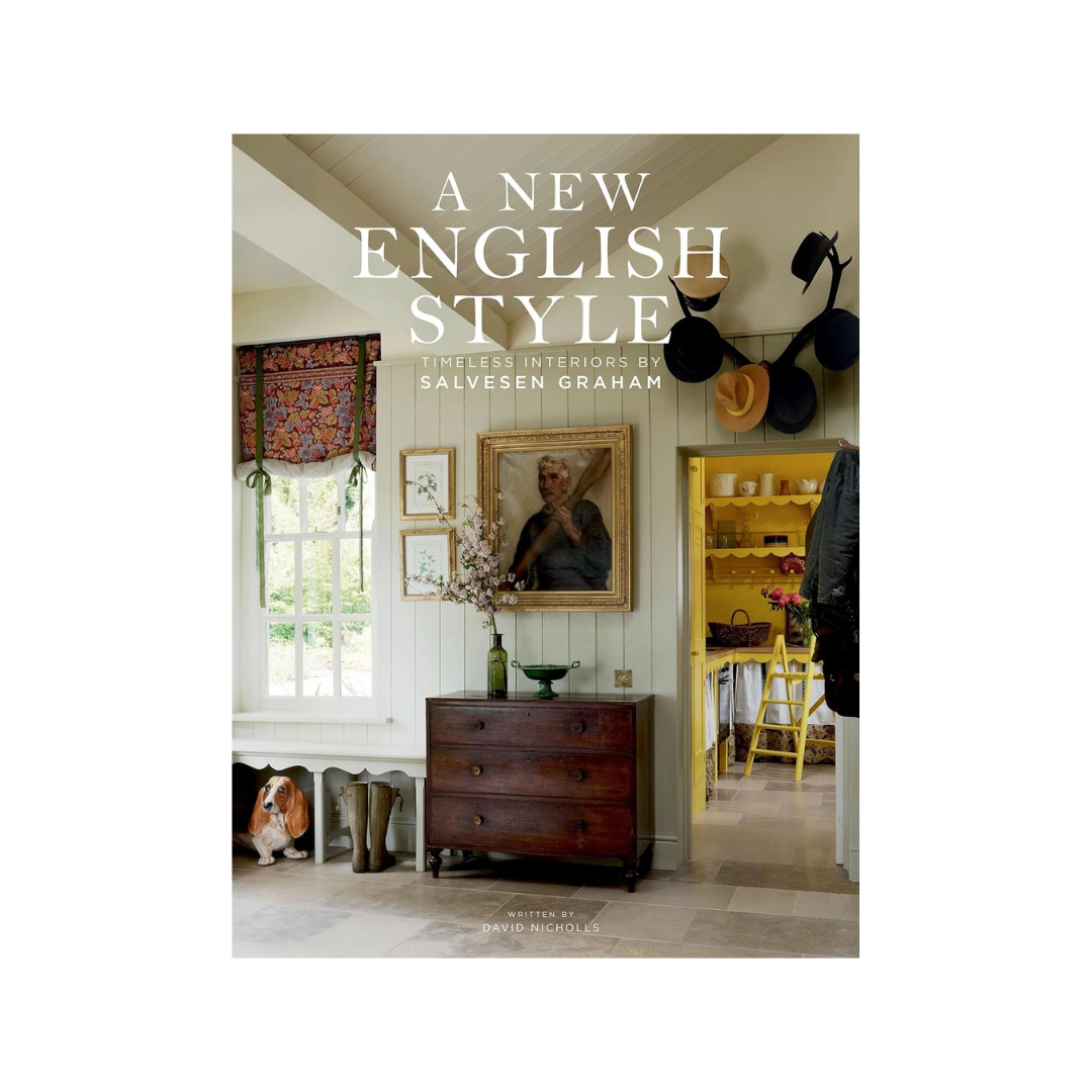 Book cover of 'A New English Style' with interior design images and text.