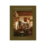 Book cover of 'A Place in Scotland' featuring a Scottish interior design.
