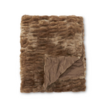 Brown faux fur blanket on a white background