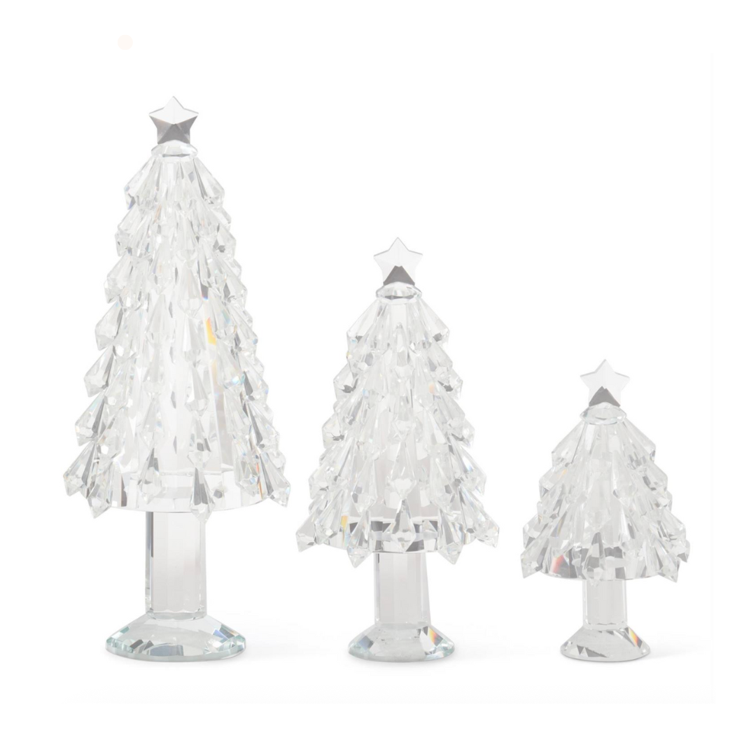 crystal christmas tree with star topper, three sizes, on white background