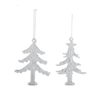 Two glass Christmas tree ornaments on a white background