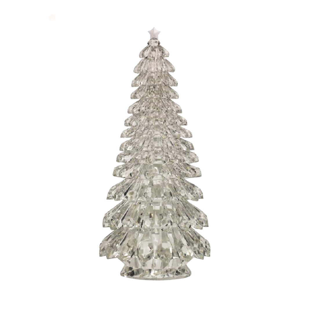 Crystal Christmas tree ornament on a white background