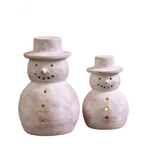 whitewashed terracotta snowman, two sizes