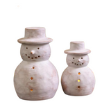 whitewashed terracotta snowman, two sizes
