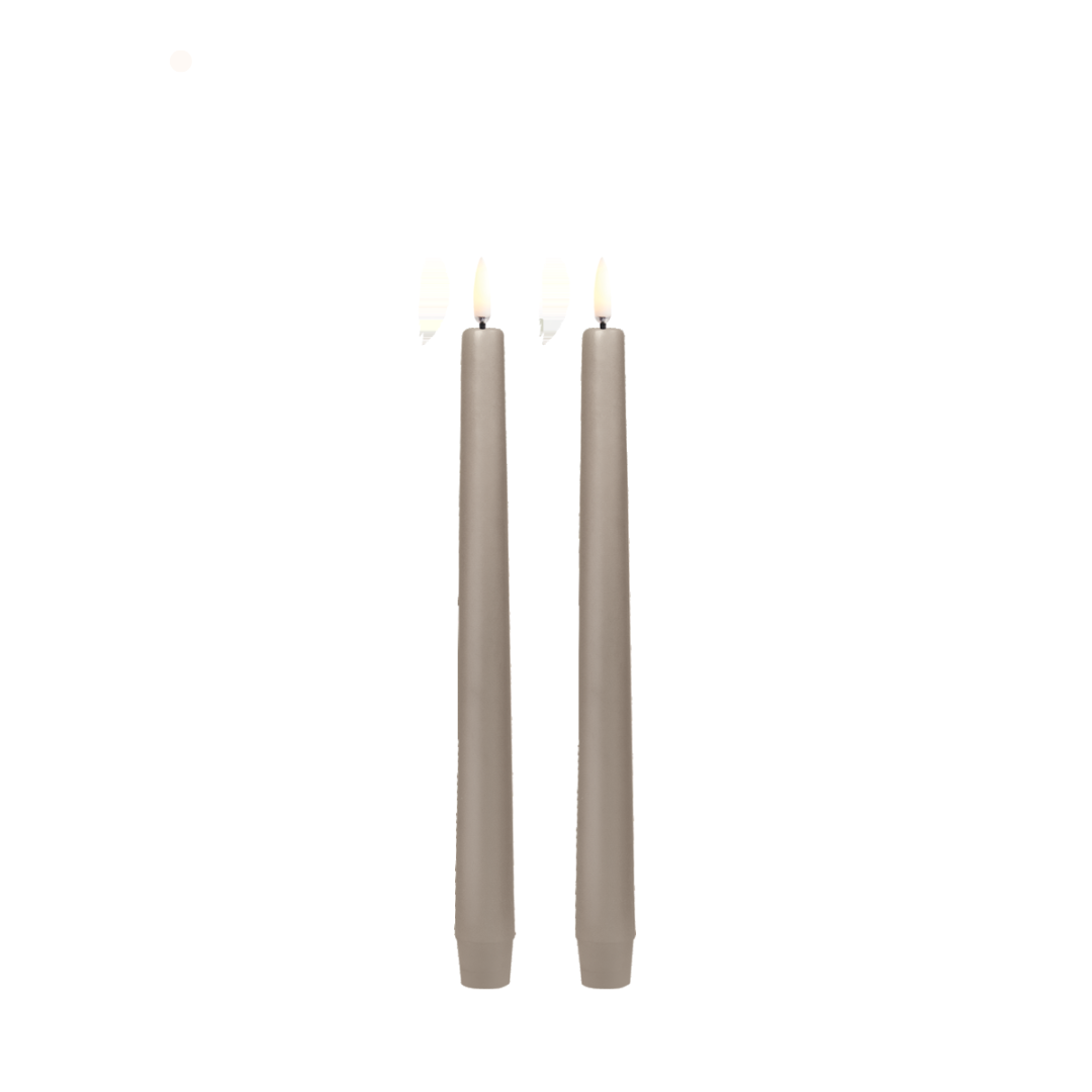 Two gray candles on a white background