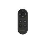 Black remote control with time settings on a white background
