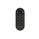 Black remote control with time settings on a white background