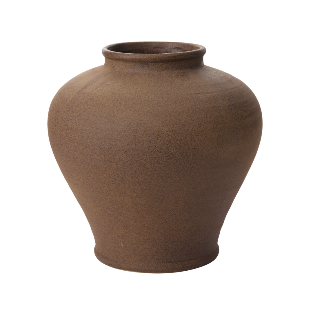 Brown ceramic vase on a white background