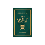 Book cover of 'The Golf Bucket List' with green background and gold text