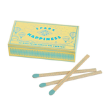 Matchbox labeled 'Spark Happiness' with matches on a white background