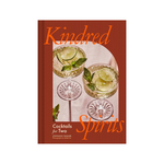 Book cover of 'Kindred Spirits' with cocktails on a white background