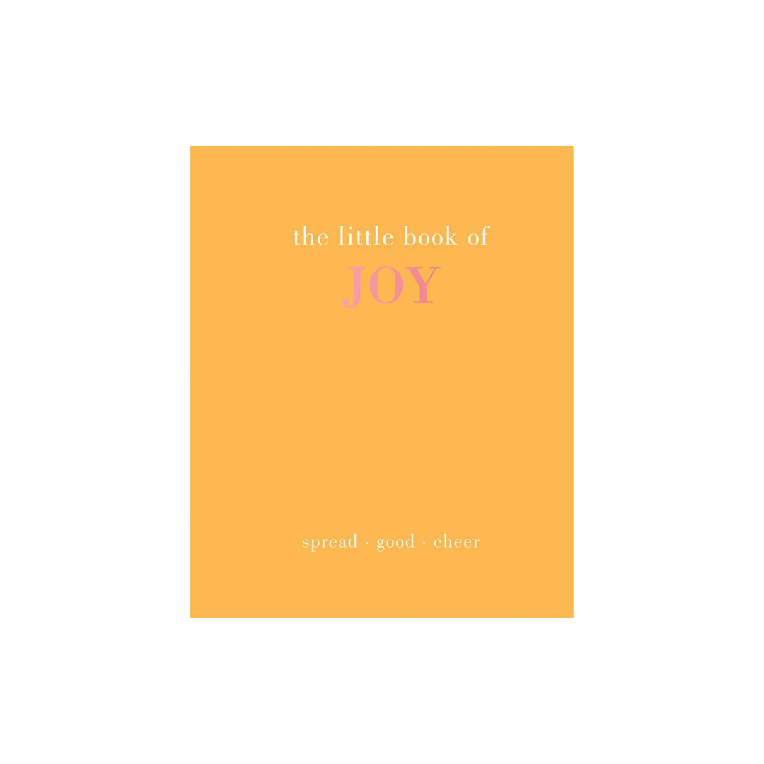 Yellow book cover with 'the little book of JOY' text on a white background