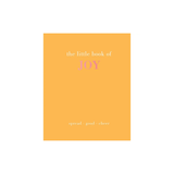 Yellow book cover with 'the little book of JOY' text on a white background