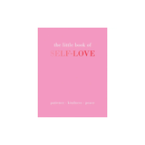 Pink book titled 'the little book of SELF-LOVE' with motivational phrases on a white background