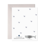 Greeting card with bow pattern and E. Frances branding on a white background