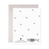 Greeting card with bow pattern and E. Frances branding on a white background