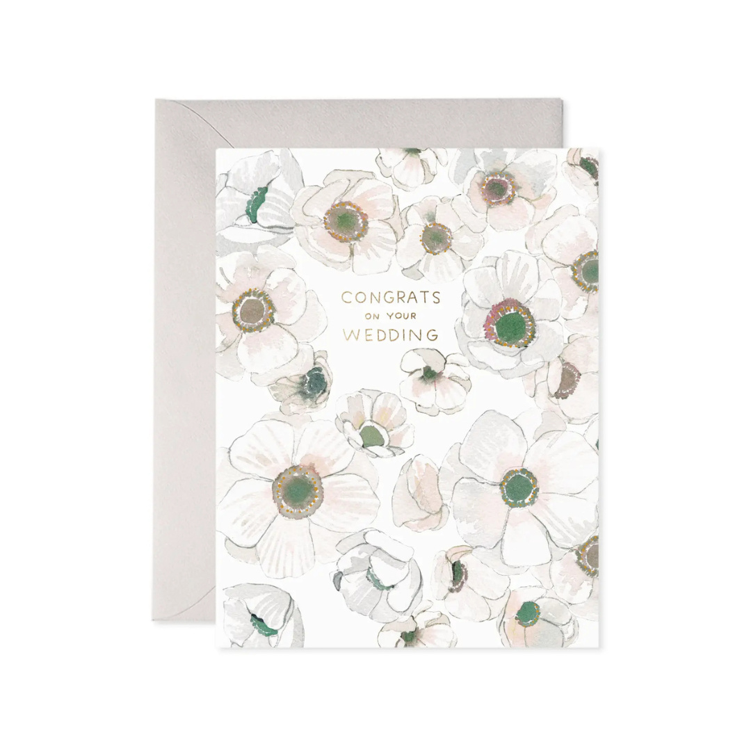 Greeting card with floral design and 'Congrats on your wedding' text on a white background