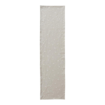 Long rectangular table runner with subtle pattern on a white background