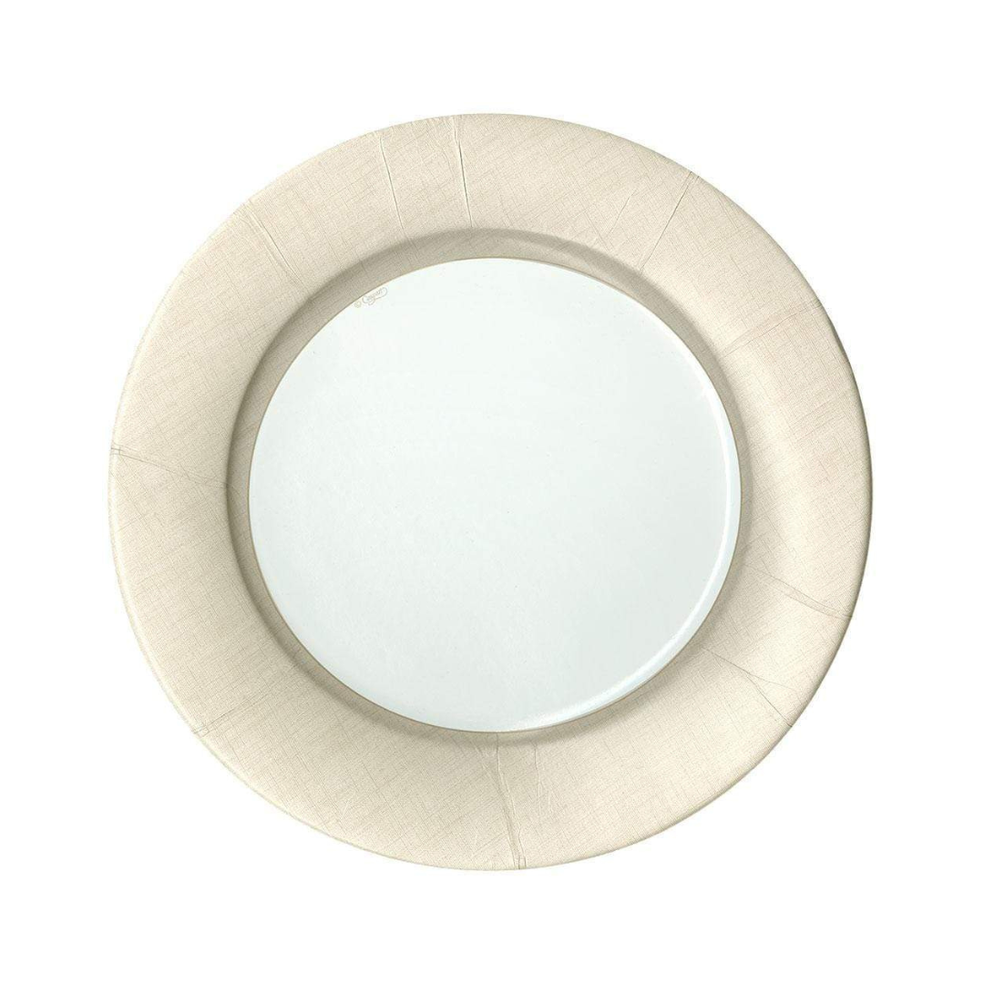 Round paper plate on a white background
