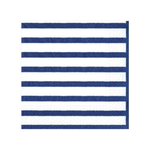 Navy and white striped luncheon napkin on a white background