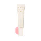 Cosmetic tube with pink cap on a white background