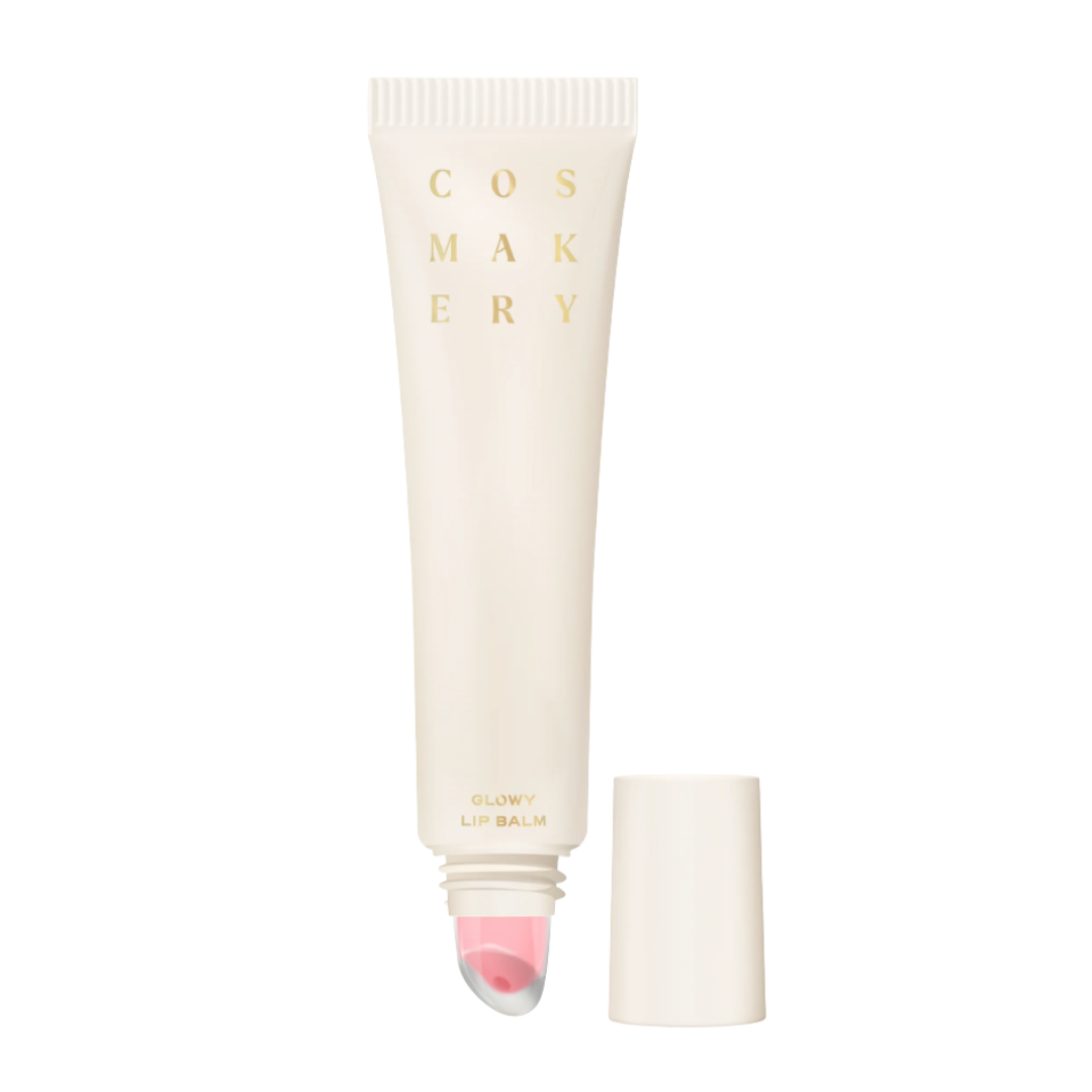 Cosmetics tube labeled 'COSMAKERY' with a pink cap on a white background